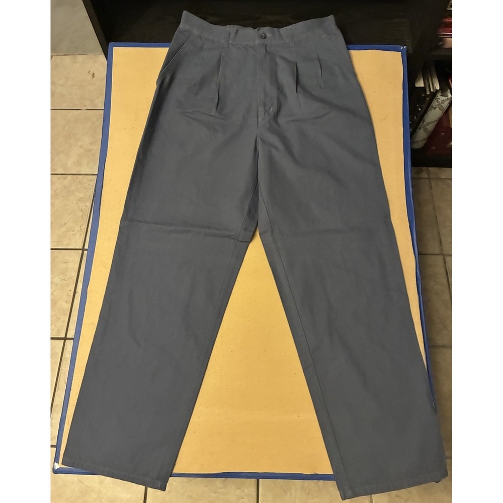 Brittania Pleated Chino Pants Mens 31x30 Cotton Elastic Waist Blue Work Office